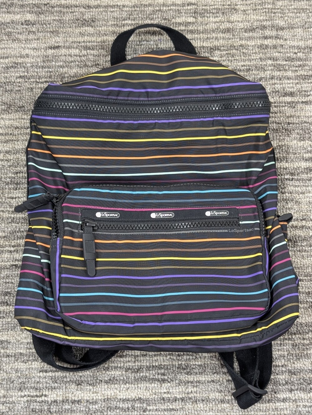 Lesportsac: Blackl Rainbow Stripe Small Backpack